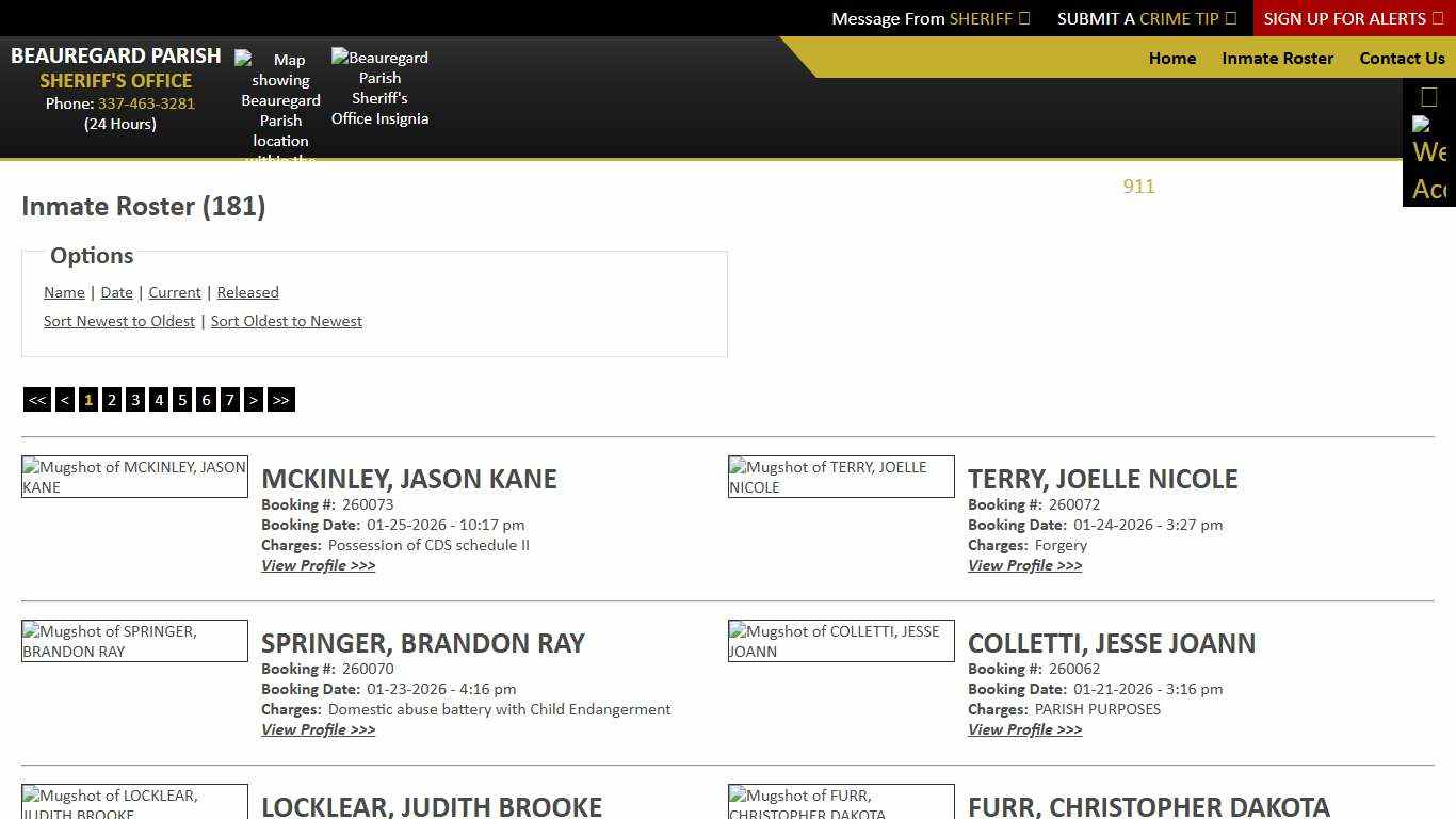 Inmate Roster - Current Inmates Booking Date Descending - Beauregard Parish Sheriff's Office