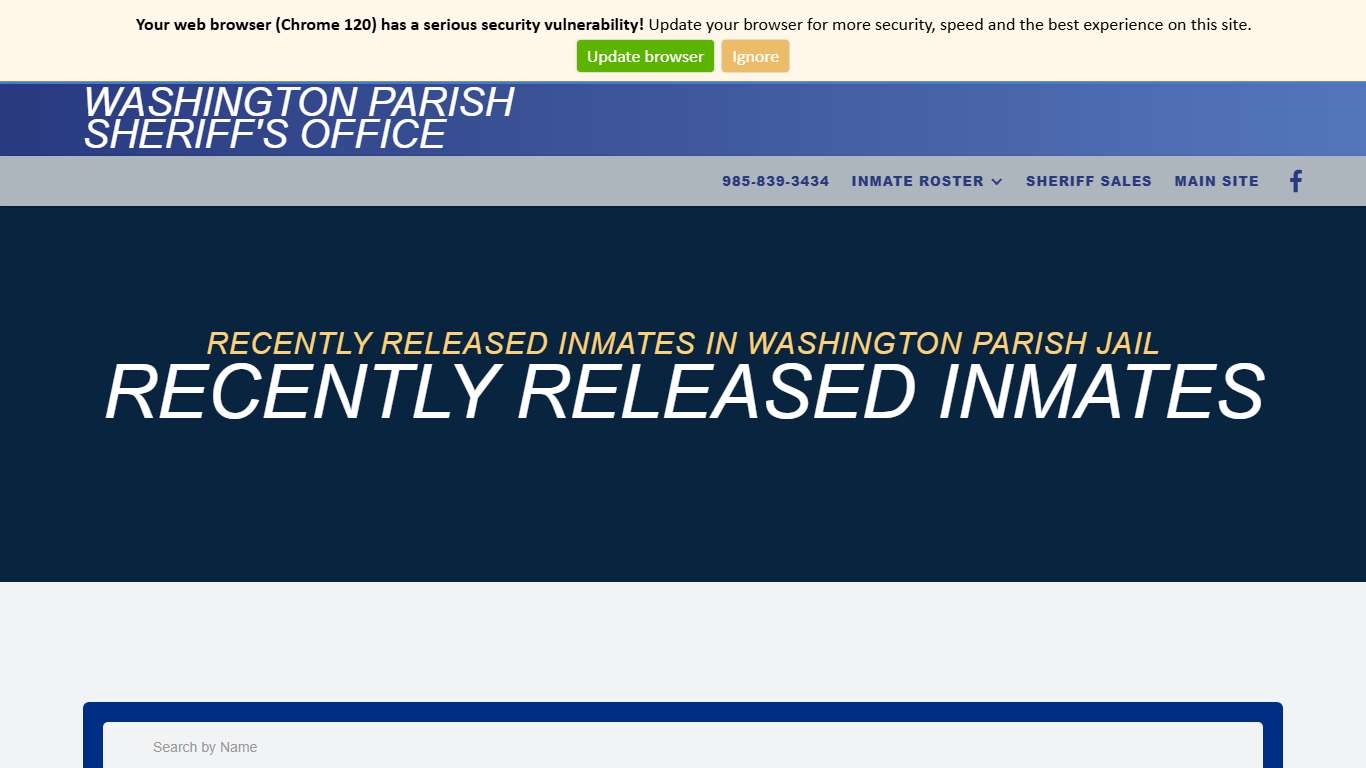 Recently Released Inmates Washington Parish Sheriff's Office